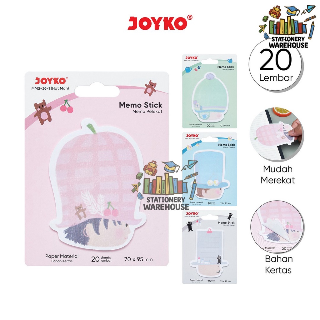 

Memo Stick Memo Tempel Sticky Note Kertas Joyko MMS-36 Hat Man