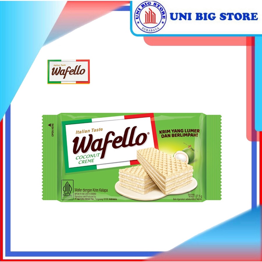 

Wafello Italian Taste Coconut Creme Wafer 37.5 gr Krim Kelapa