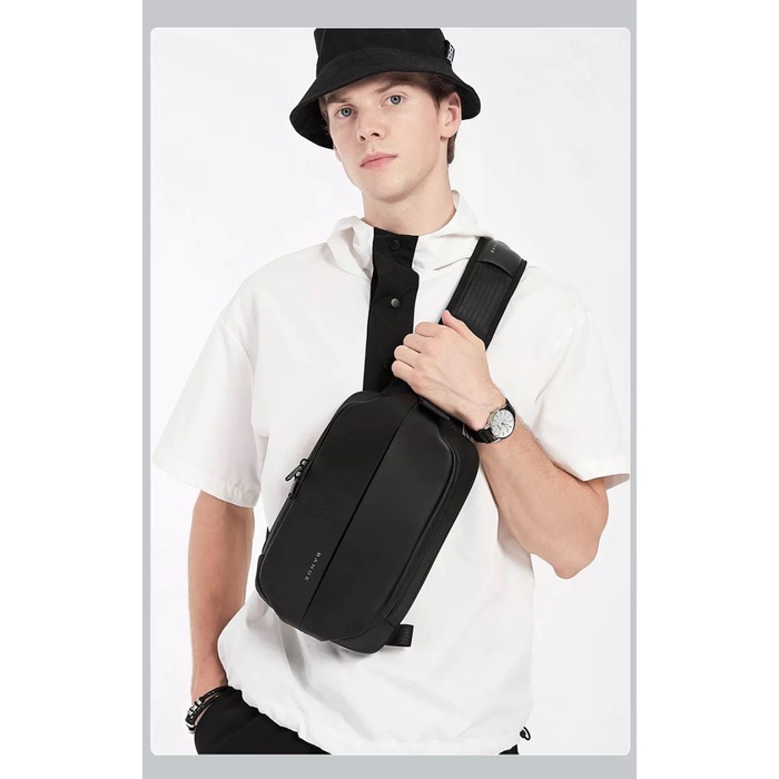 PROMO BANGE TAS SELEMPANG PRIA WAIST BAG SLING BAG PRIA BG7210 - HITAM TRENDY TERMURAH TERBARU TERLA
