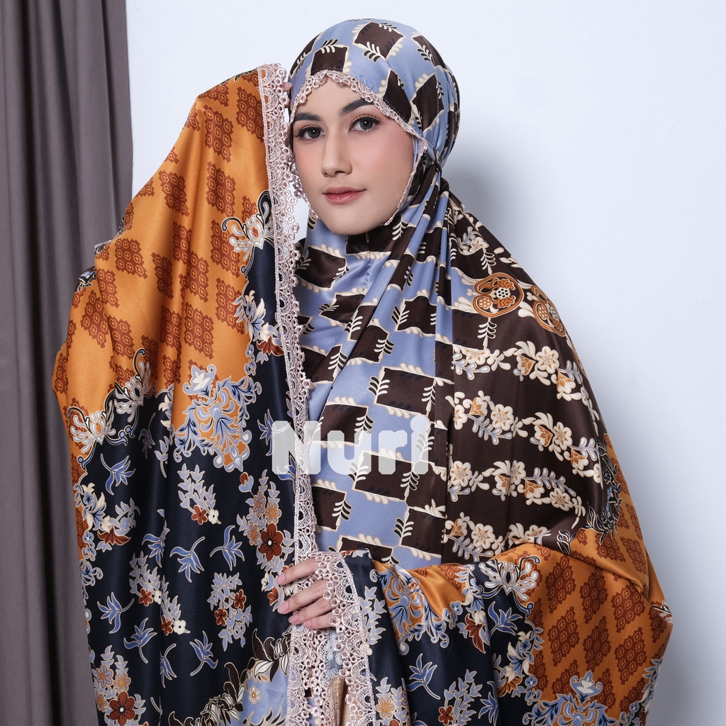 Mukena Dewasa Silk Premium 2IN1 Luxury Motif Printing Mewah Jumbo Hazirah Series