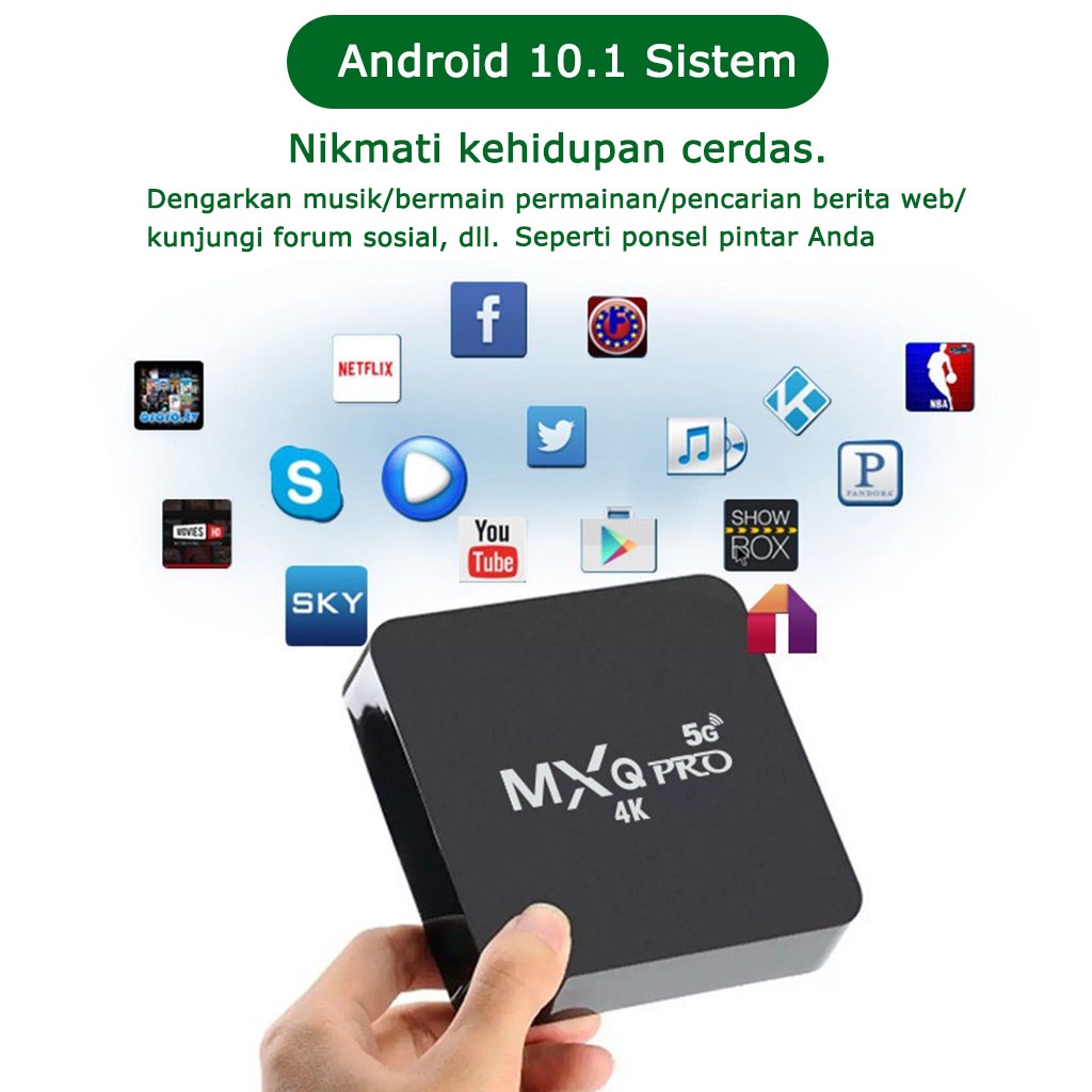 MXQ Pro TV BOX Android 10.1 smart Set Top Box 4K 4GB+64GB Media Player indihome