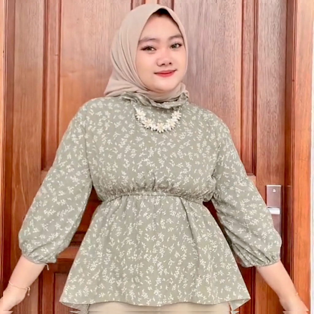 FLORAL BLOUSE MOTIF BUNGA | FLOWY OLLA BLOUSE ATASAN WANITA MOTIF BUNGA KOREAN STYLE