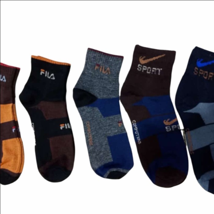 12 PASANG RANDOM KAOS KAKI OLAHRAGA PENDEK MOTIF RREMIUM SPORT SOCKS ANKLE PRIA WANITA DEWASA UNISEX
