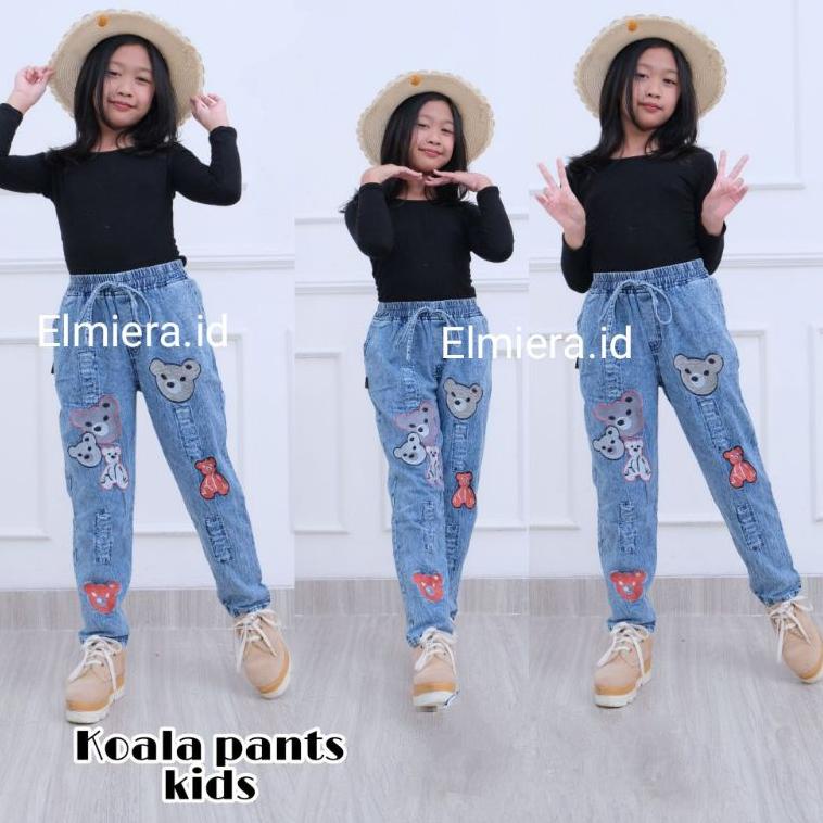 LANGSUNG KIRIM Celana Anak Jeans Bordir Koala Cempaka Pita