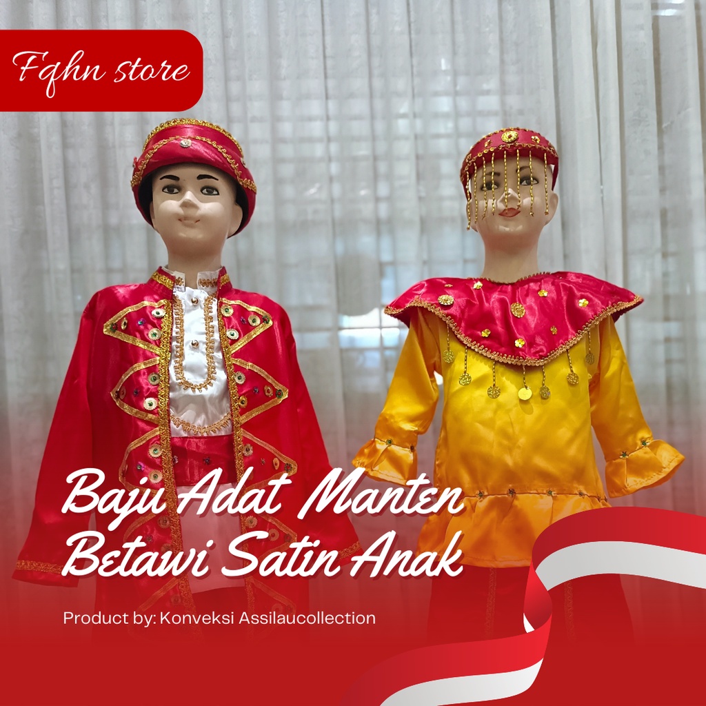 Baju adat anak Pengantin Betawi Satin satuan (Laki/Cewek)