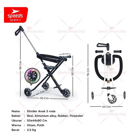 PROMO SPEEDS Stroller Bayi Anak Kereta Dorong Bayi Anak Lipat Stroller Mini Trike Roda 3 Baby Tempat