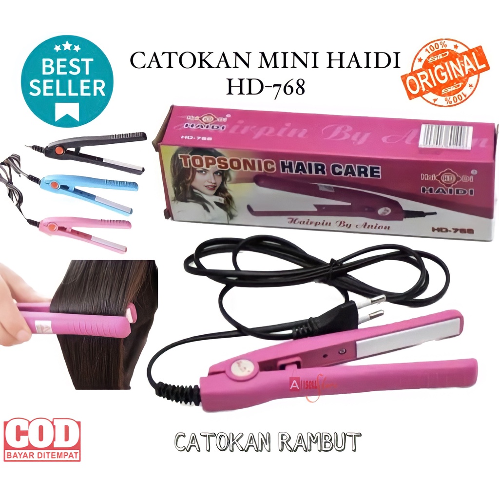 ( BISA COD ) PROMO CATOKAN RAMBUT 2 IN 1 HAIDI / PELURUS RAMBUT / CATOKAN MINI / ALAT STYLING RAMBUT / PERLENGKAPAN RAMBUT / TOPSONIC HAIR CARE HD-768 / PENGERITING RAMBUT