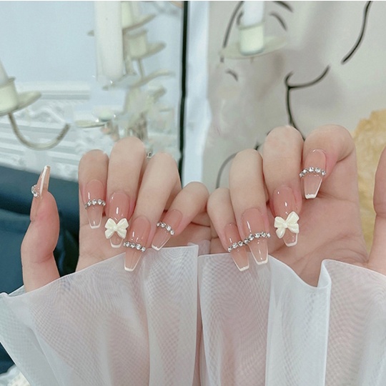 KUKU PALSU 3D FAKE NAIL NAILART WEDDING NUDE PERMATA PITA