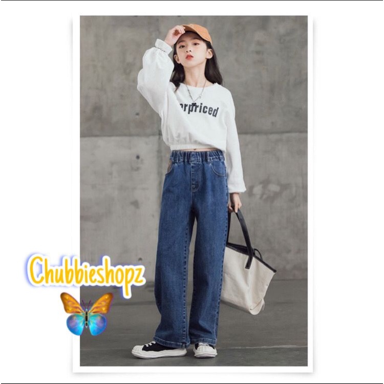 CHUBBI 1 Celana Jeans Panjang Anak Perempuan Wide Leg Straight Cut
