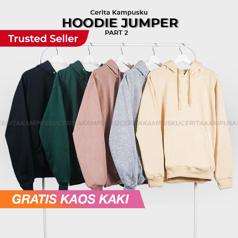 Sweater Hoodie Pria Wanita Oversize Polos Tebal Cerita Kampusku