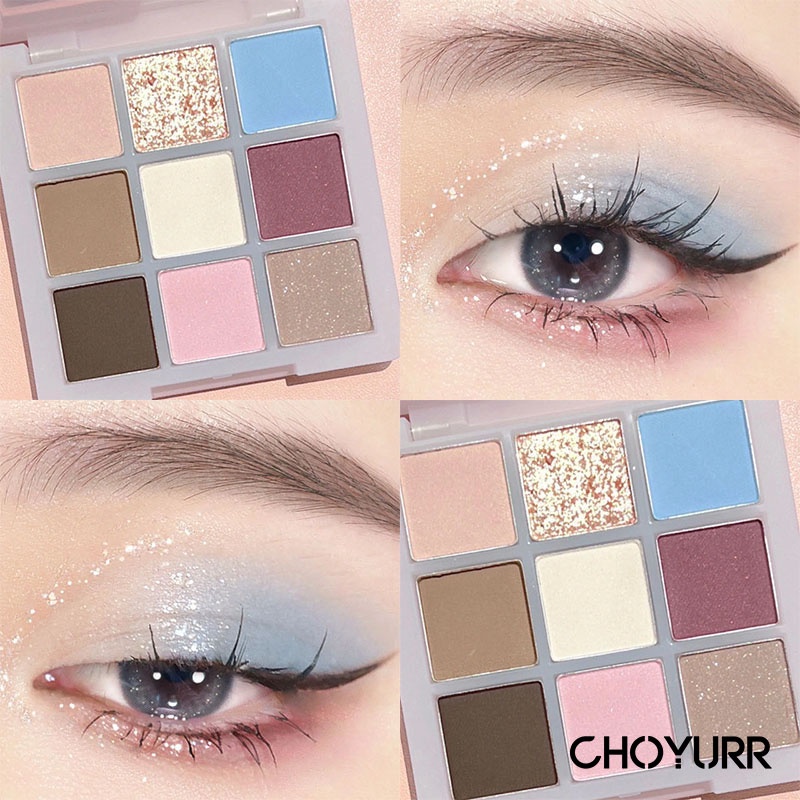 【COD】Eyeshadow Pallete 9 Warna Pigmen Glitter Matte Fine-Shine Eyeshadow Dengan Saturasi Rendah Eyeshadows Makeup-CH