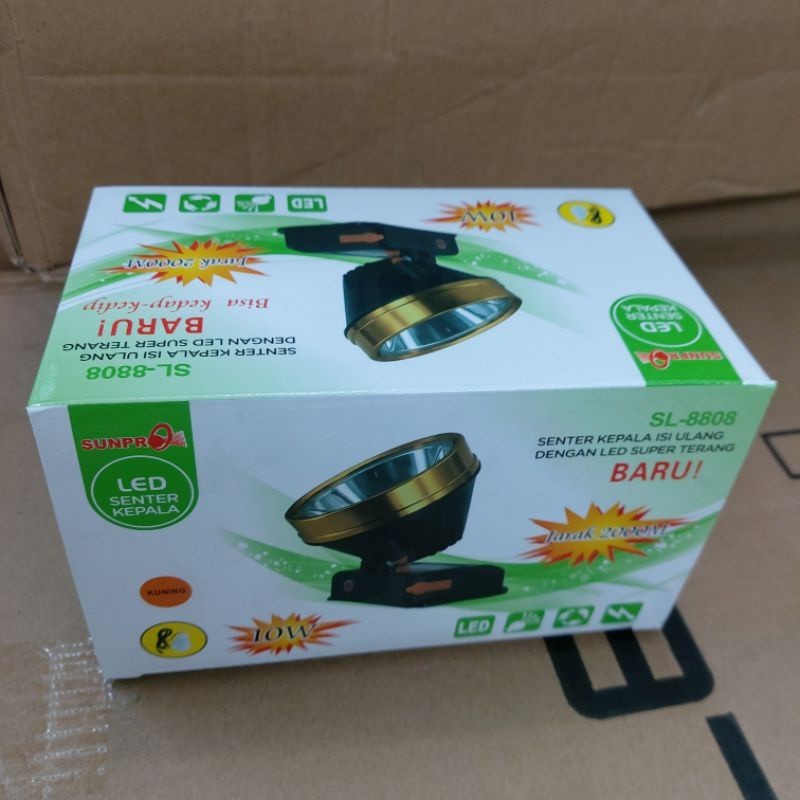 COD senter kepala LED 10watt  sunpro  Sl-8808 cahaya putih/kuning - cahaya putih