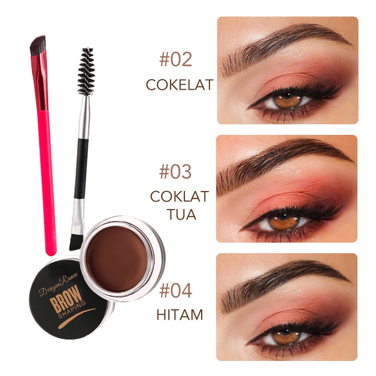 2-in-1 Eyebrow Cream &amp; eyebrow brush pomade kosmetik alis Waterproof smudge-proof high pigment lasting Multi-uses