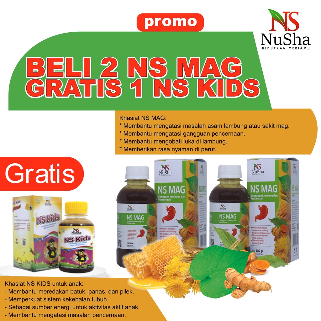 [PROMO] Beli 2 Madu Maag NS MAG GRATIS Madu NS KIDS Mengobati Sakit Maag Asam Lambung Gerd Mual Kembung 280