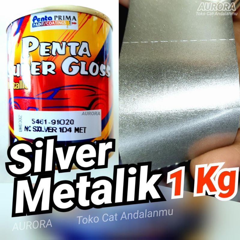 Cat Silver Metalik 1Kg Penta Super Gloss Silfer Metallic Metalic 1 Kg Kilo Cat Mobil Motor Sepeda