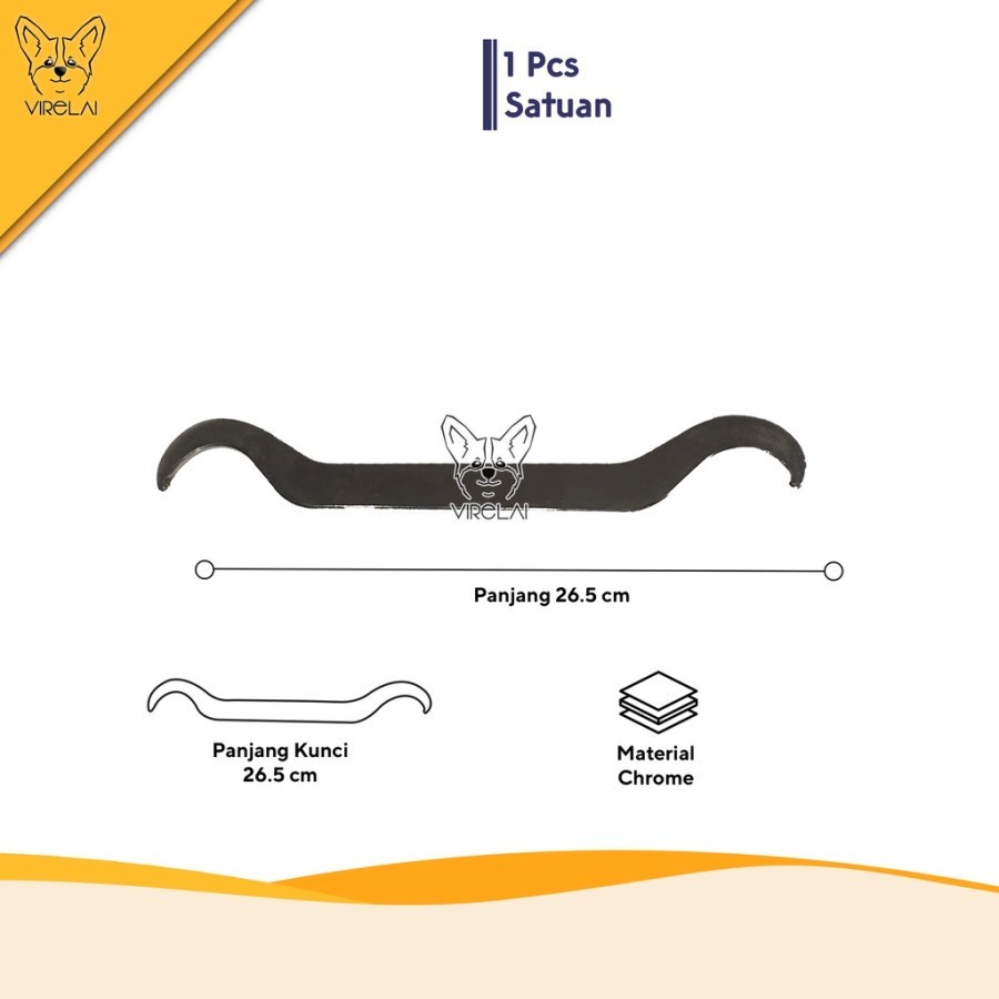 Kunci Komstir Motor 45 - 52 mm / Kunci Komstir Dual Fungsi / Hook Wrench 45 - 52 mm
