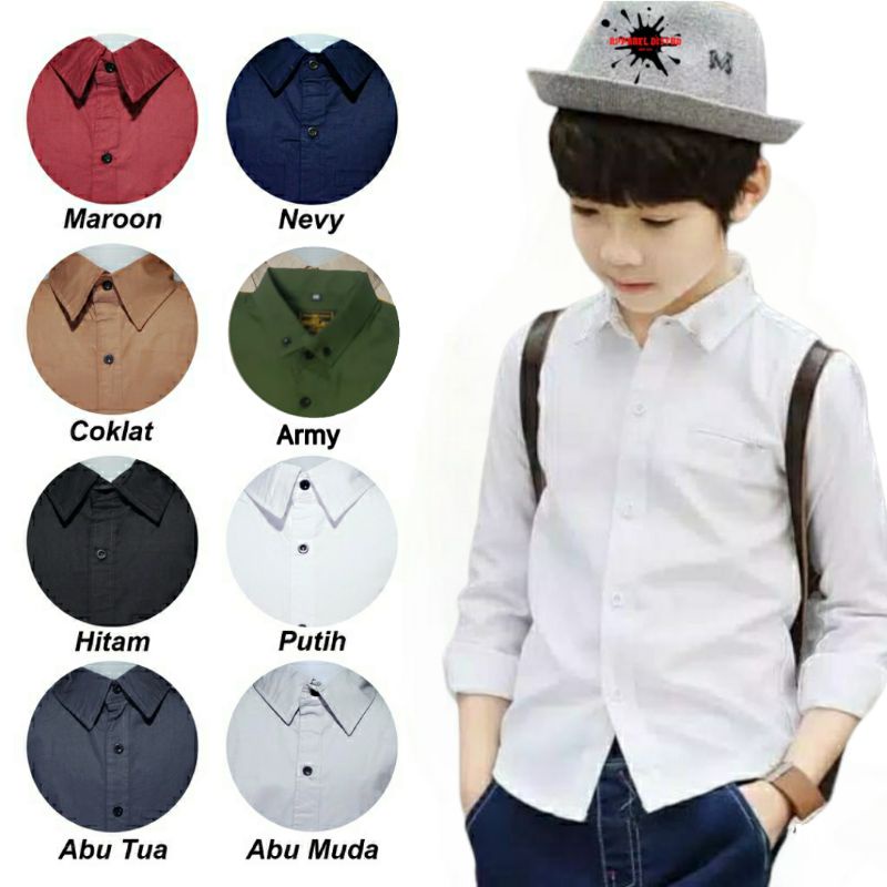 Baju Kemeja Anak Laki Laki Lengan Panjang Usia 7-13 Tahun Baju Anak Laki Laki Tanggungan Baju Anak C