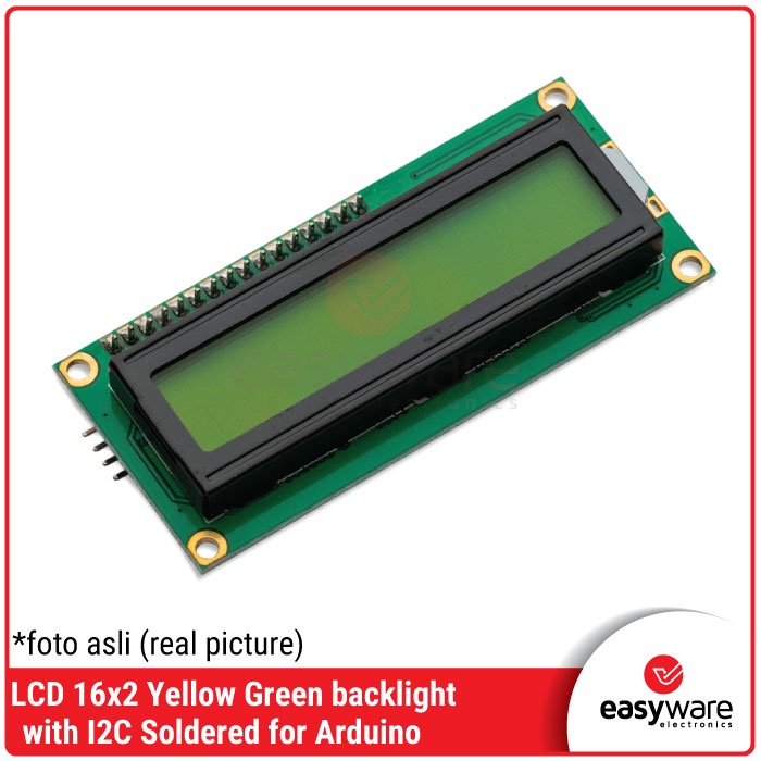 LCD 16x2 HIJAU DENGAN I2C SERIAL SOLDERED LCD 1602A YELLOW GREEN I2C SERIAL