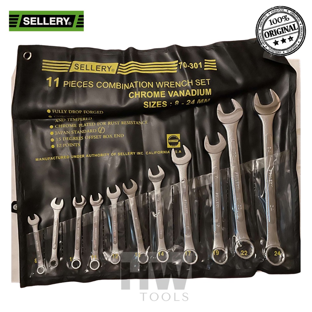 KUNCI RING PAS SET 11 PCS / COMBINATION WRENCH SET SELLERY 70-301