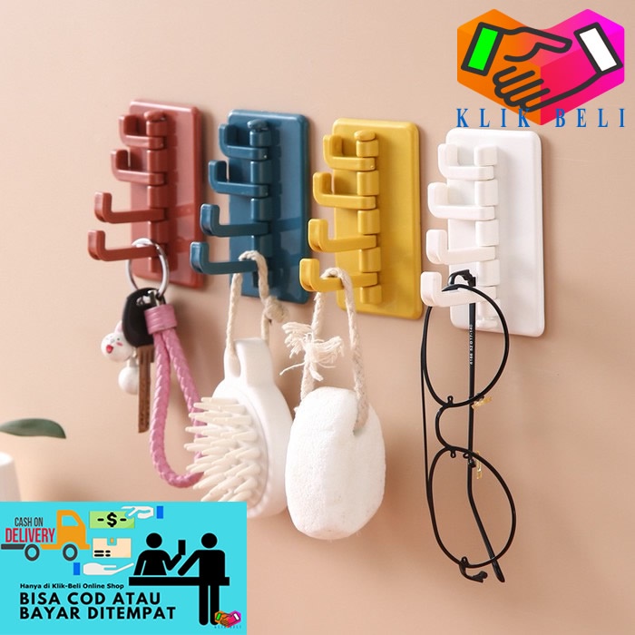 Gantungan Tempel Dinding Hook 4 Kait Gantung Kunci Aksesoris Lipat Gantungan Kait Serbaguna