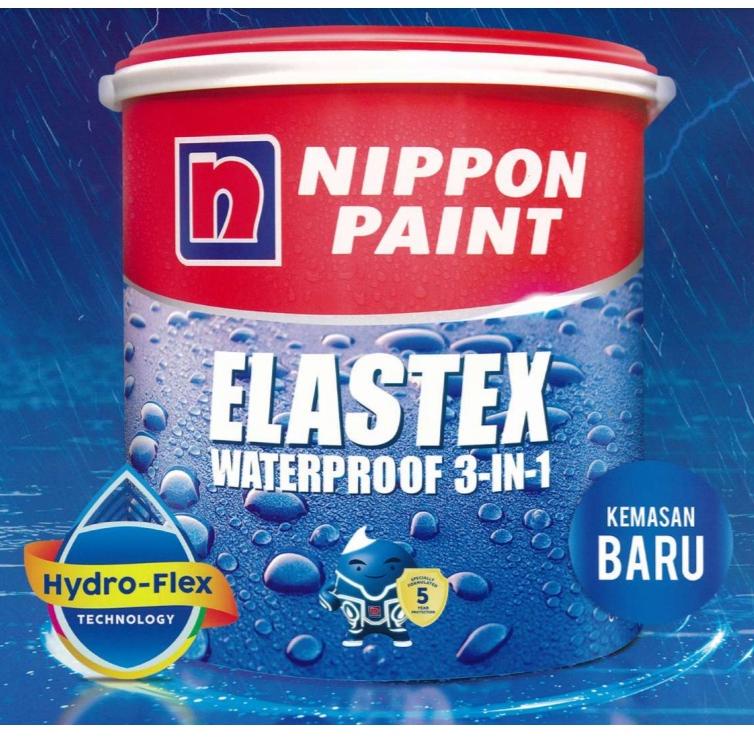 Laris ASLI 100% ELASTEX 3 IN 1 NIPPON PAINT 4KG / 4 KG WARNA LENGKAP PUTIH ABU ABU BIRU HITAM MERAH 