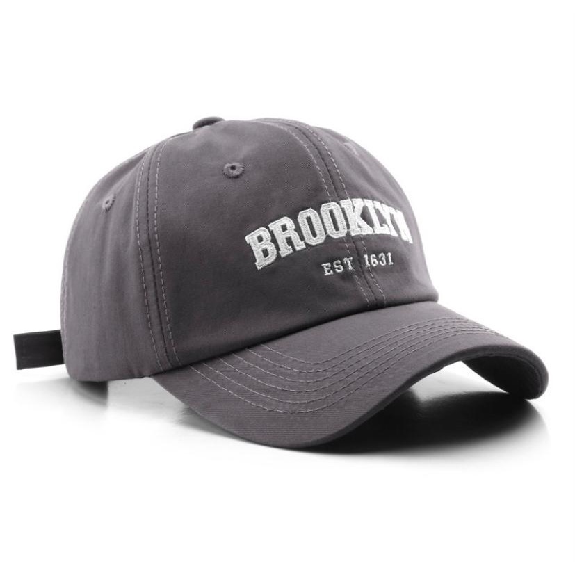 Best Seller - Topi Unisex Cap Hat Cotton Material Bordir Brooklyn Baseball / Baseball Cap Korea Trendy - COD-Broklyn Grey