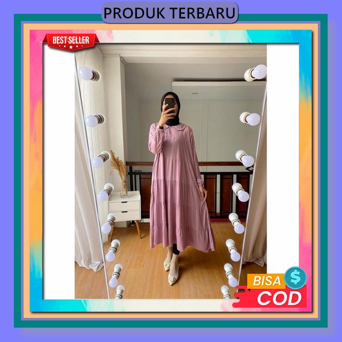 Baju Busana Muslim Gamis Terbaru 2023 Lebaran Wanita Import Remaja Kekinian Korean Style Tokogo.Id -