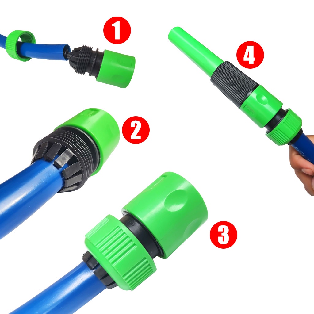 Garden Tools Semprotan Air Set 4 Pcs Water Spray Nozzle Plastik Lurus Taman Cuci Motor Konektor Quick Release