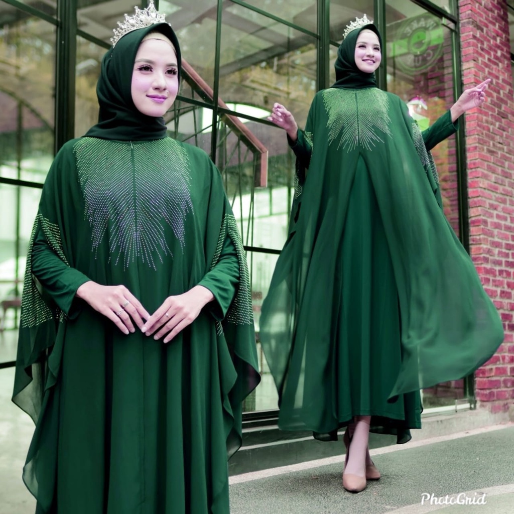 Kaftan Wanita Muslim Bahan Ceruty Babydoll Dengan Inner Kaftan Azara HOPYLOVY