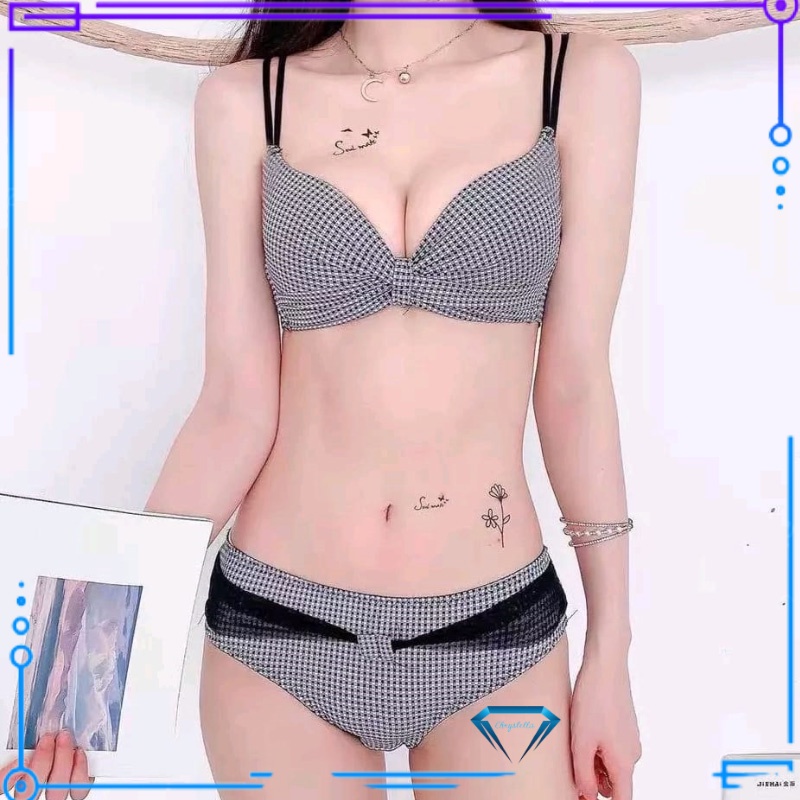 (BH + CD) Bra Set dan Celana Dalam Premium Deliera 32AB-38AB Tanpa Kawat
