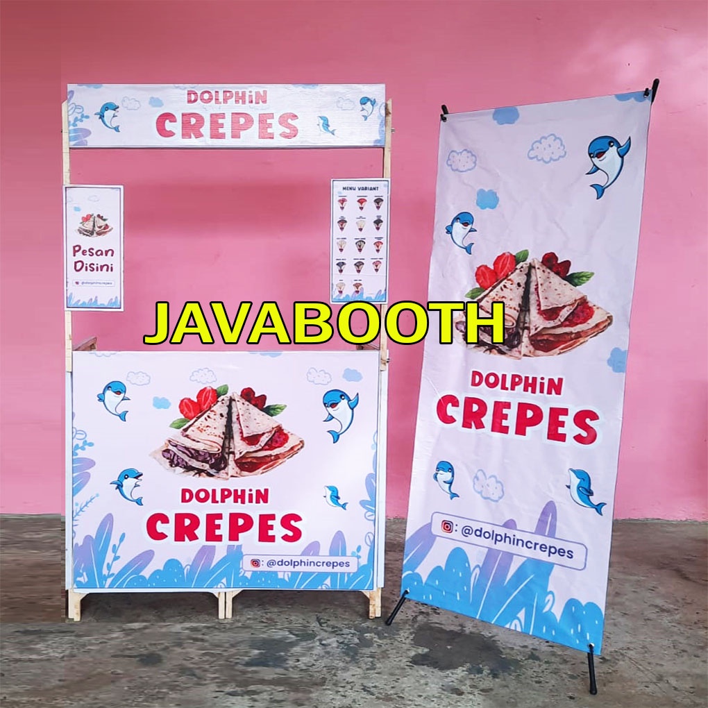 Booth Portable Kayu Jumbo Model Lipat Bonus Rak Depan / Rak Display