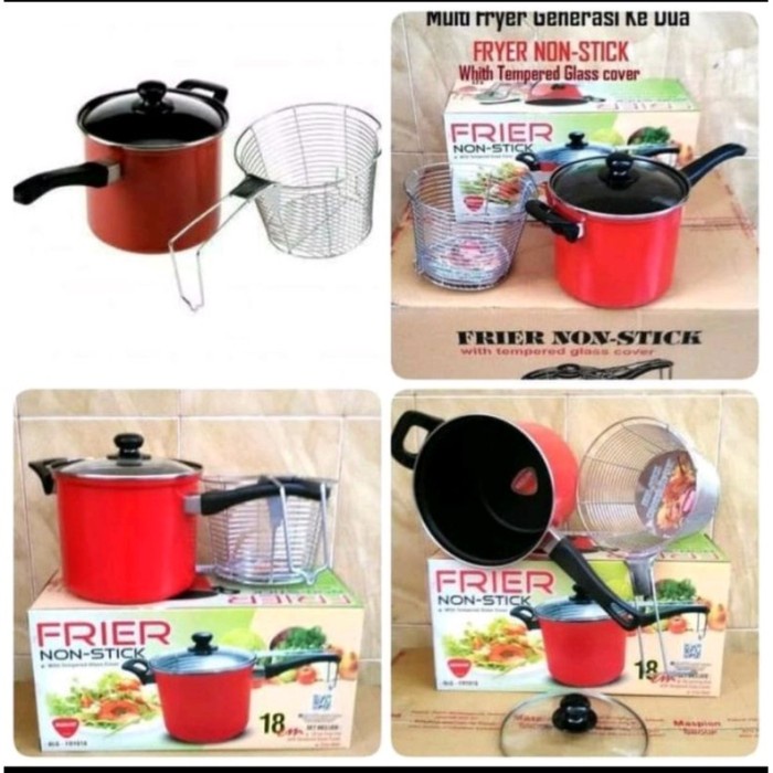 Multi Fryer Generasi 2/Frier Non-Stick Maspion Panci Penggorengan/Panci Serbaguna Keramik Milux Gold