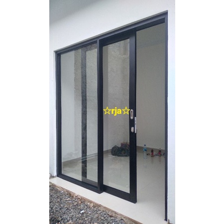 PINTU GESER/SLIDING ALUMINIUM DAN KACA MATI ukr 200cmx150cm