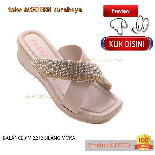 Sandal wanita sandal slide wedges karet murah BALANCE XM 2212 SILANG