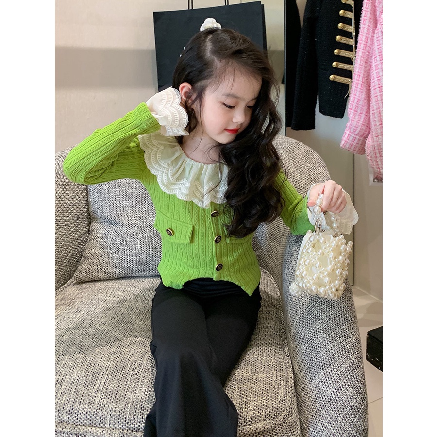 SSP88-Setelan Set 2in1 Anak Perempuan Rajutan Knitted Shirt + Pants