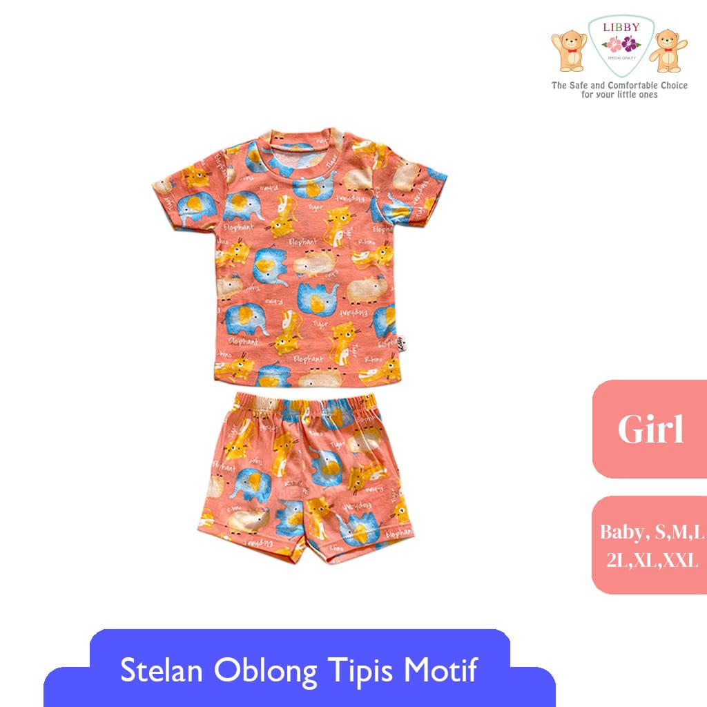 LIBBY Setelan Oblong Pendek Cotton Rib Girl Play The Ground 1 stel