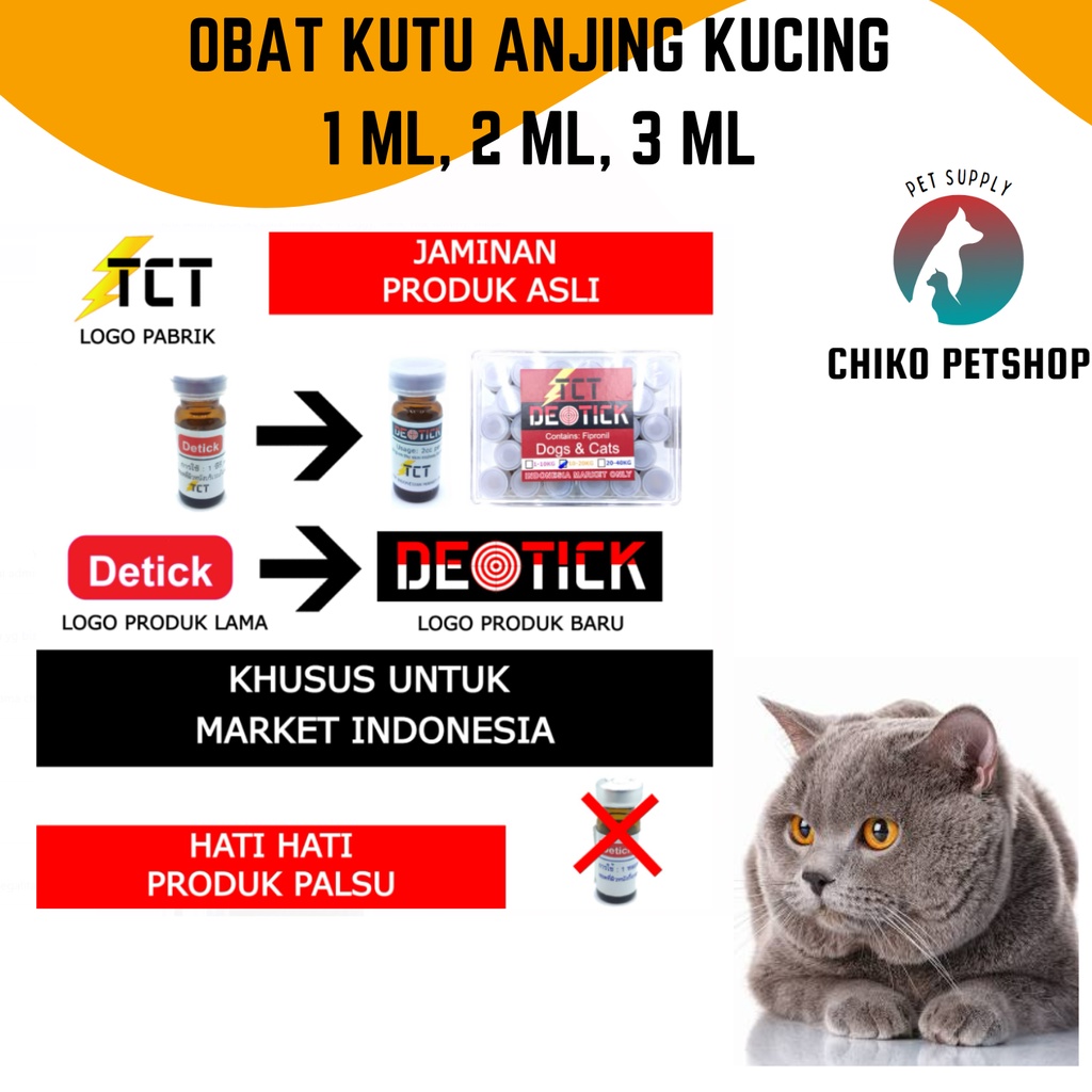 Obat kutu DETICK 1ml (0-10kg) / 2ml (10-20kg) / 3ml (20-40kg) DETIK