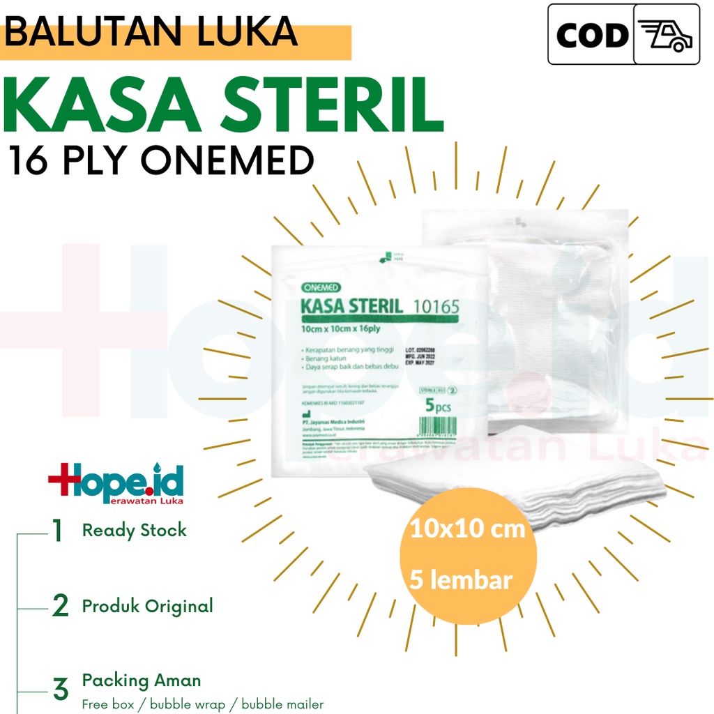 Kasa steril ukuran 10x10 isi 5pcs | Kasa balutan luka | Gauze Swab