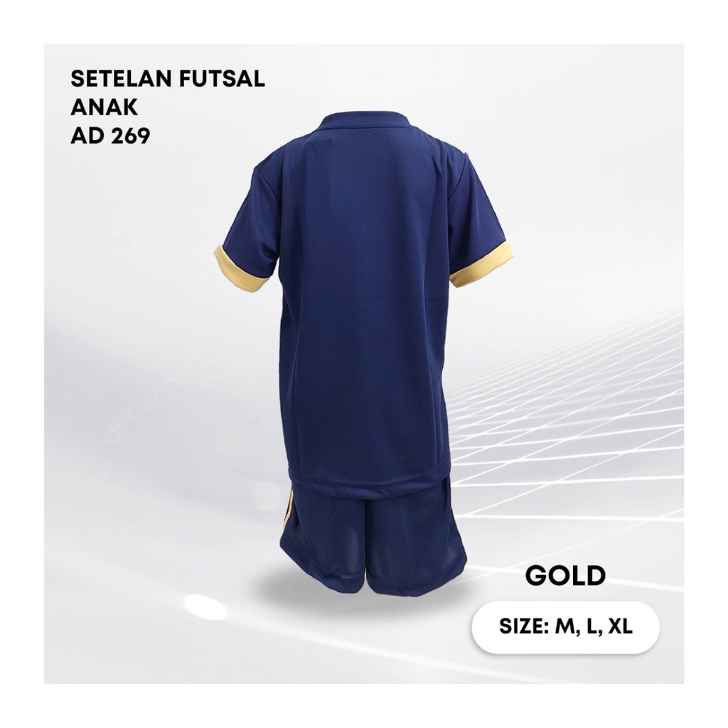 Kaos futsal anak laki-laki ST.AD269 gold jersey sepak bola baju celana setelan jersy perempuan stelan t-shirt custom outfit seragam kostum olahraga casual print suit pakaian jarsey oblong apparel sport jersi soccer