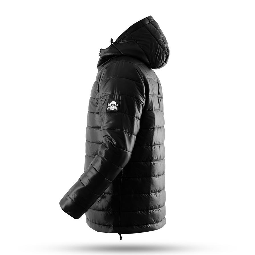 Visual Jaket Puffer Hitam Ultralight Logo Skull Busa Tebal
