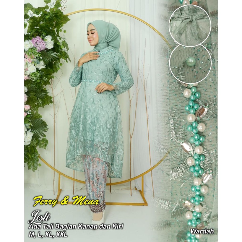 Setelan Kebaya Busui Kerah Sanghai Long Tunik LESTY + Payet kebya modern set kebaya wisuda