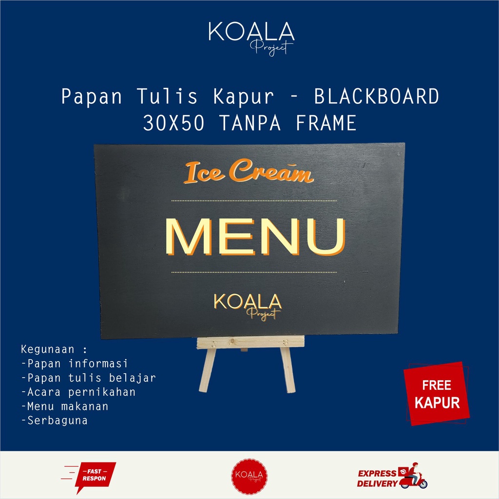 

PAPAN TULIS KAPUR BLACKBOARD TANPA FRAME 30X50 CM - KOALA PROJECT
