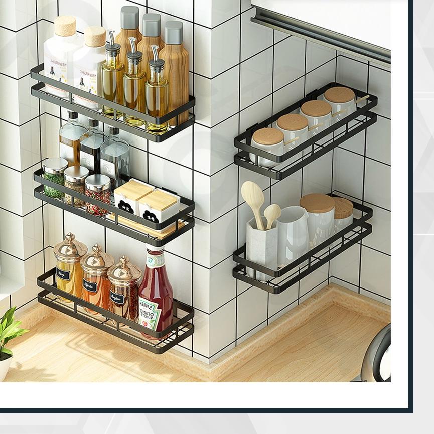 ☟ Rak Bumbu Dapur Gantung Tempel Dinding Tempat Botol Kecap Lada Garam Serbaguna ✿