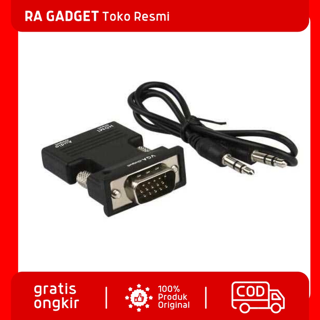 Adapter Converter HDMI Female to VGA Male 1080P Audio Port / adaptor Kabel Konverter Transfer Data V