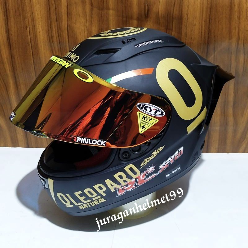 Helm full face KYT RC Seven Black Doff Paket Ganteng leopard