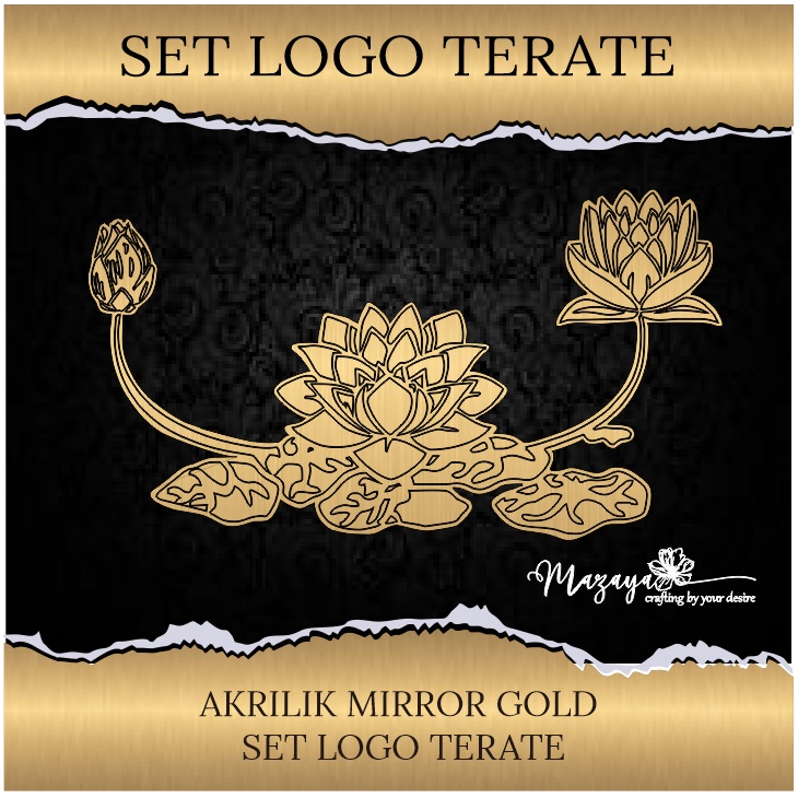 Logo Teratai- Bahan Mahar Bunga Teratai Akrilik Mirror Gold