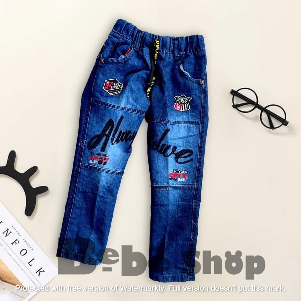 celana jeans anak laki-laki bahan denim usia 3 sampai 12 tahun