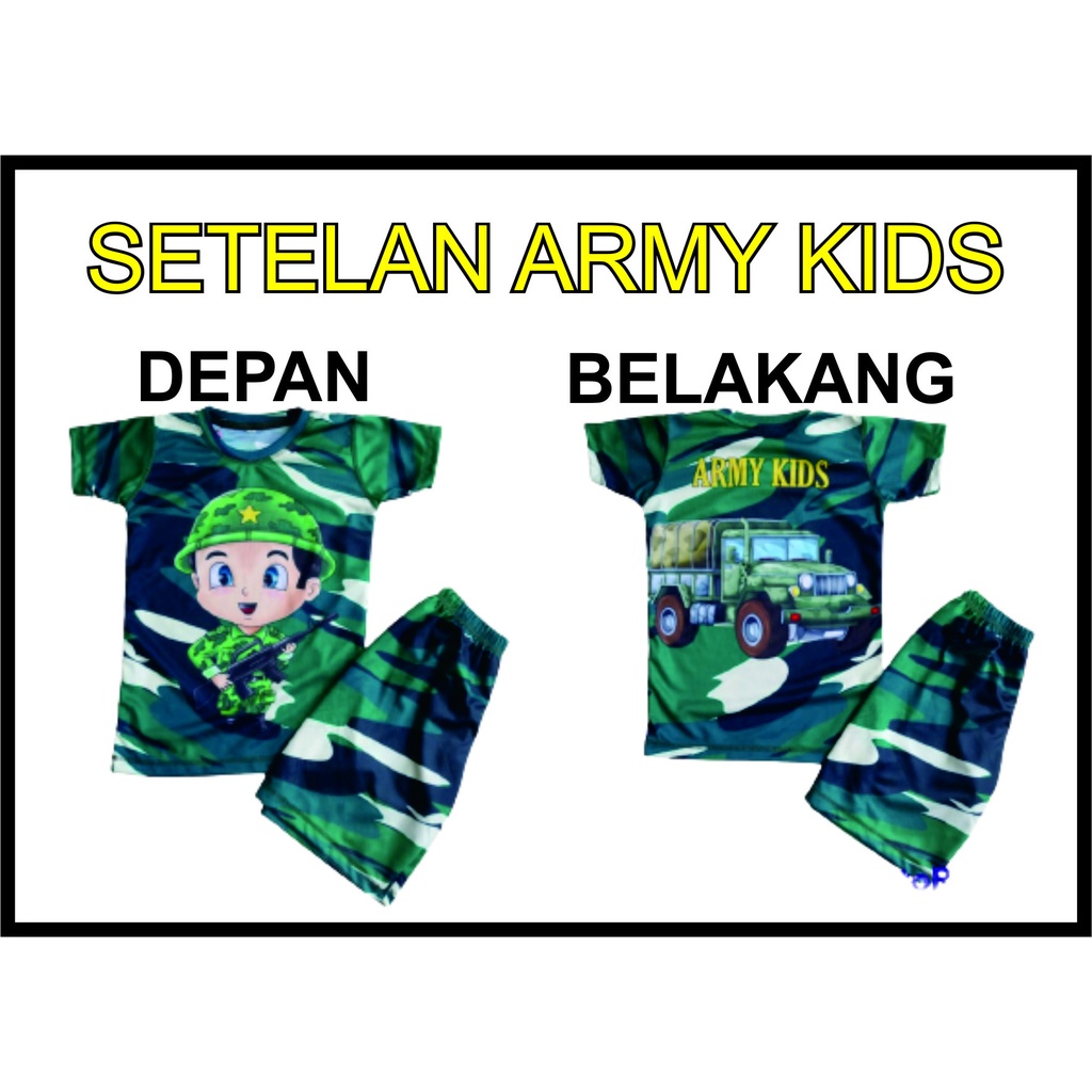 BAJU SETELAN ARMY KIDS TERBARU 2023 / BAJU SETELAN TNI ARMY KIDS UNISEX TERBARU 2023