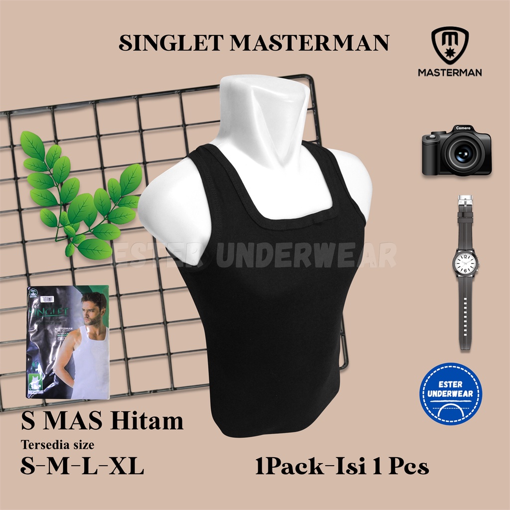 Kaos Singlet Pria MASTERMAN SMAS Hitam Isi 1Pcs