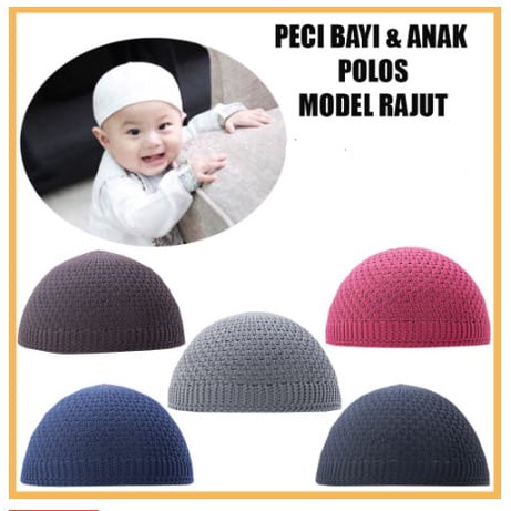 Peci Rajut Anak  - Peci Bayi Rajut - Peci Haji Anak - Kopiah Anak - Kopiah Bayi - Peci Bayi Anak A